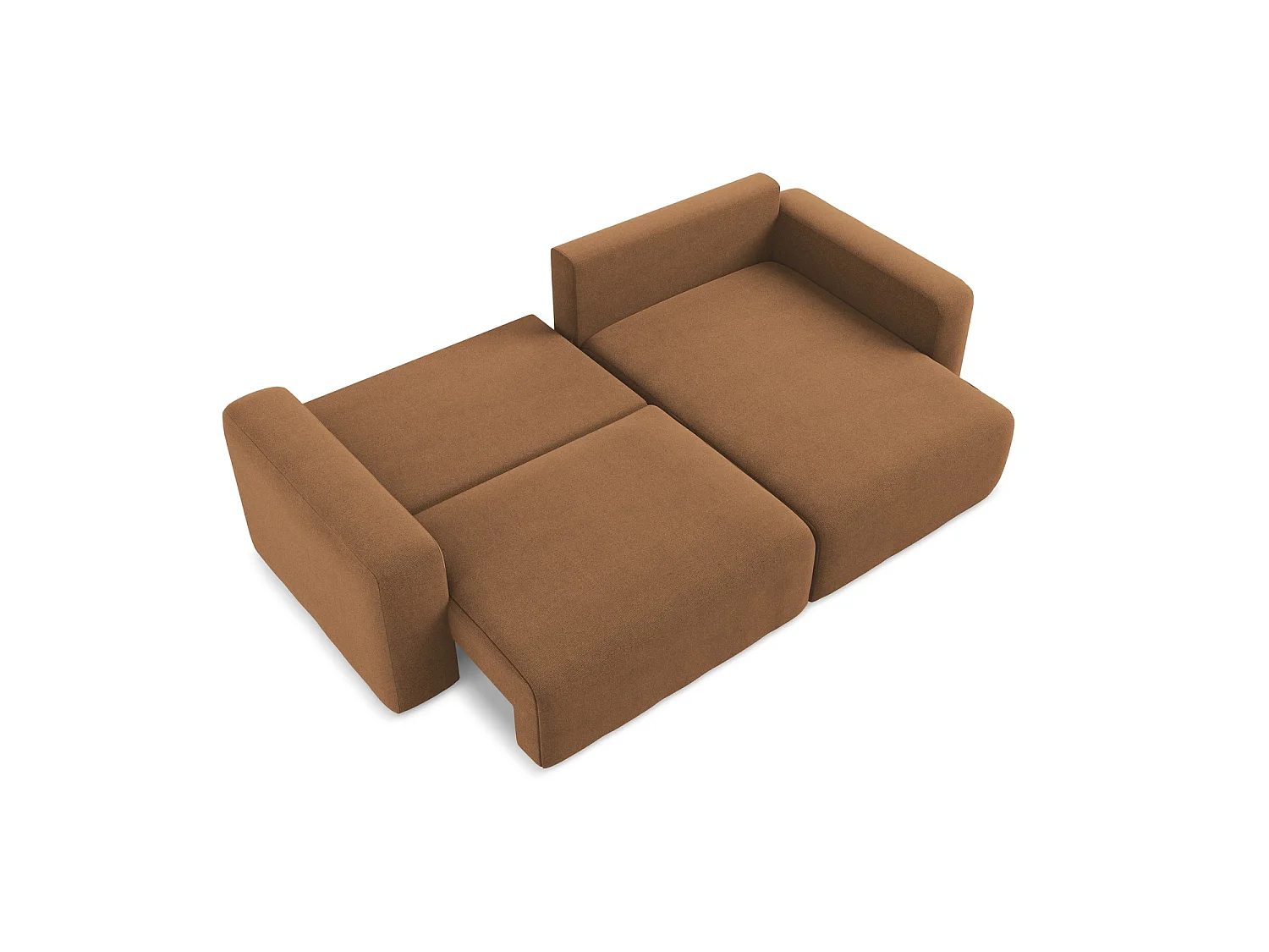 Canapé d'angle droit convertible en tissu texturé - terre cuite - OSTIA
