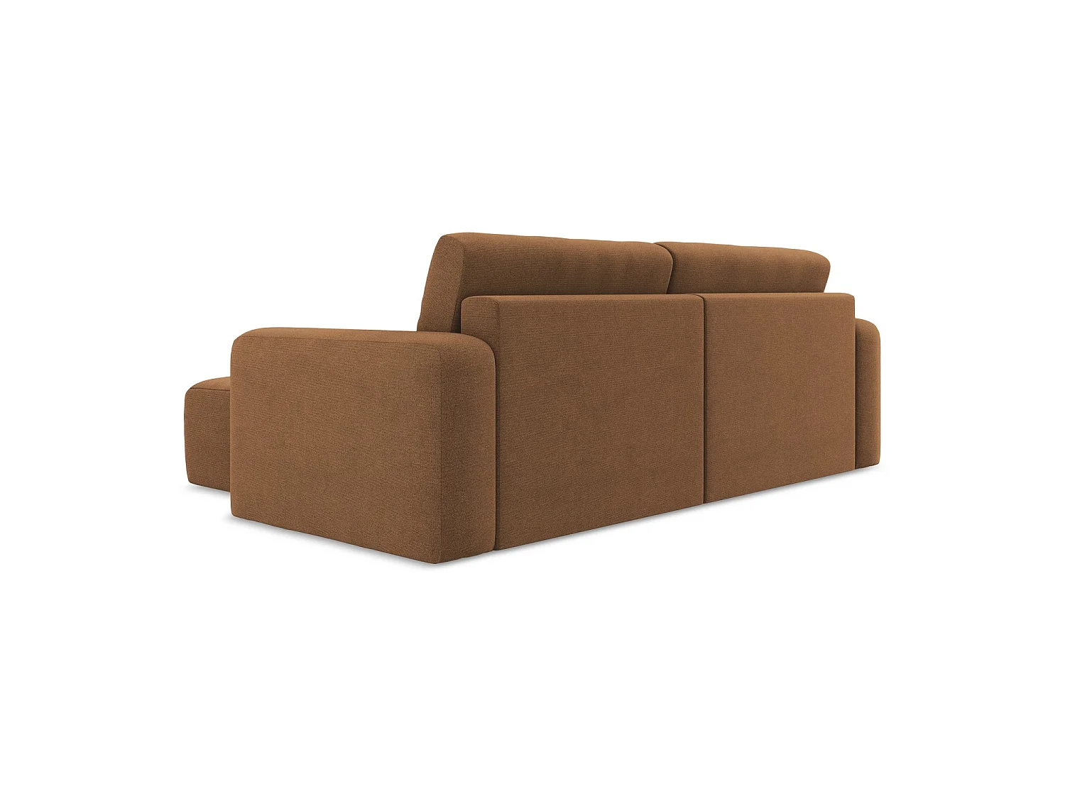 Canapé d'angle droit convertible en tissu texturé - terre cuite - OSTIA