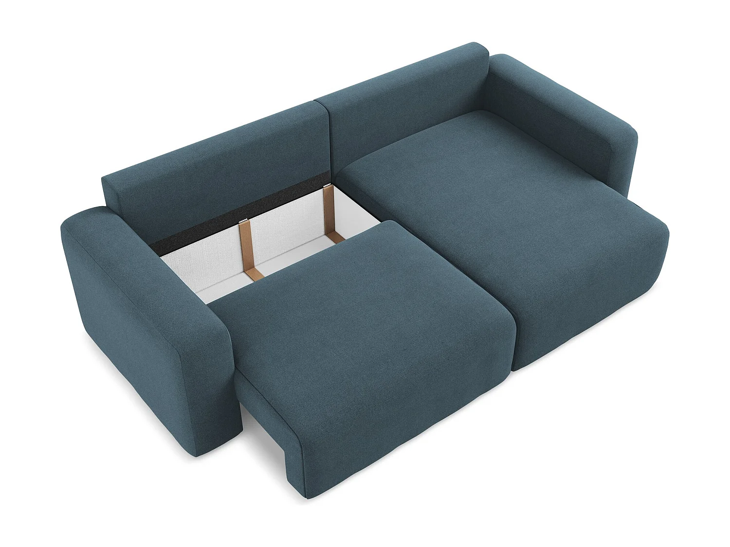 Canapé d’angle 3 places droit convertible en Strukturstoff - jeans - KONA