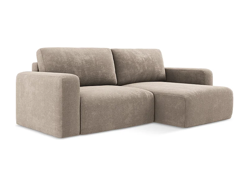 Ecksofa mit Schlaffunktion - Ecke Rechts - Chenille - Dunkelbeige - KONA