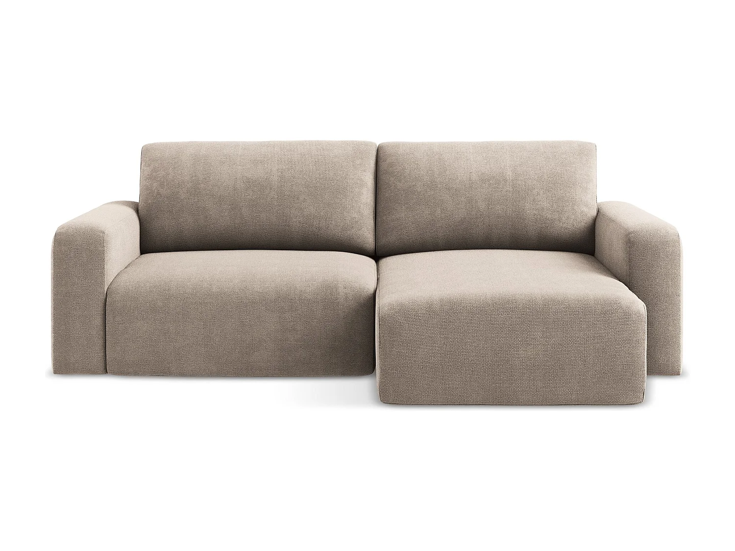 Ecksofa mit Schlaffunktion - Ecke Rechts - Chenille - Dunkelbeige - KONA