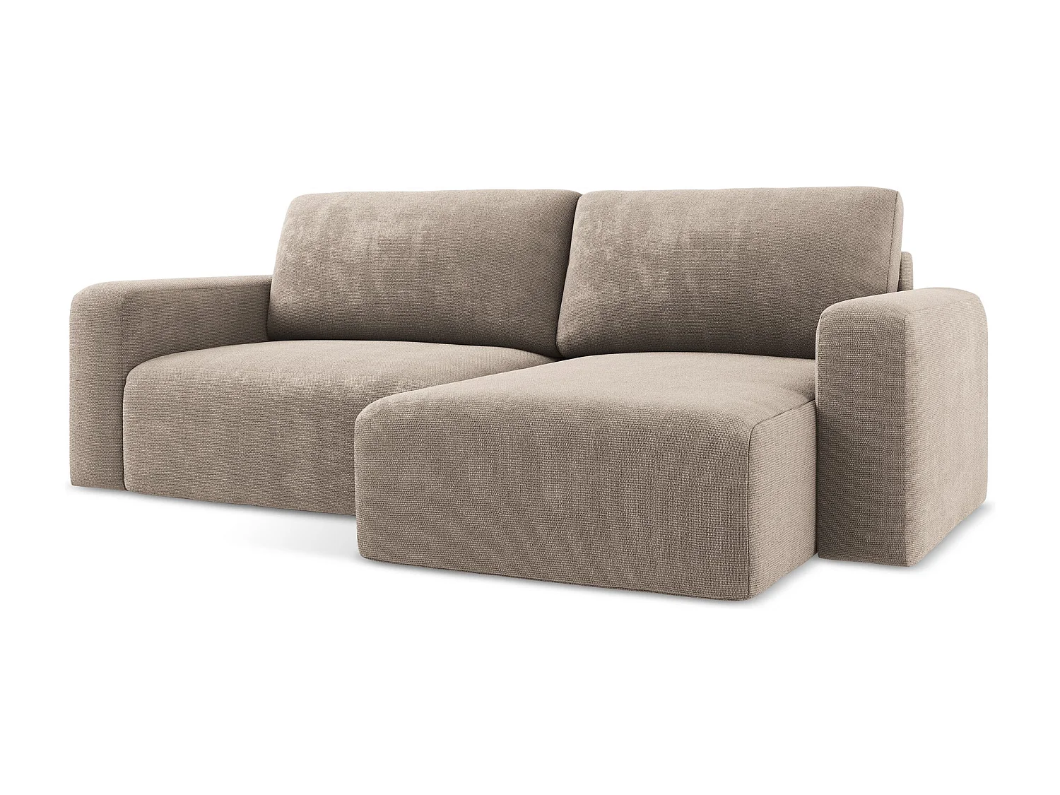 Ecksofa mit Schlaffunktion - Ecke Rechts - Chenille - Dunkelbeige - KONA