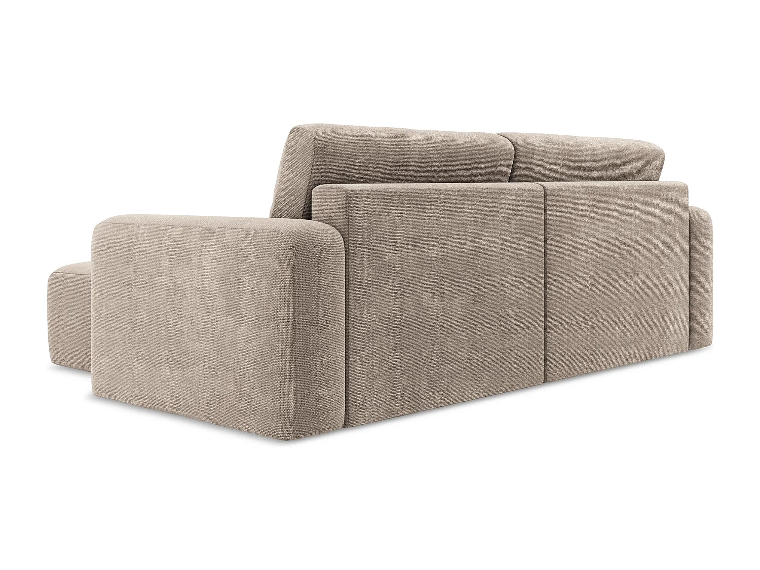 Ecksofa mit Schlaffunktion - Ecke Rechts - Chenille - Dunkelbeige - KONA