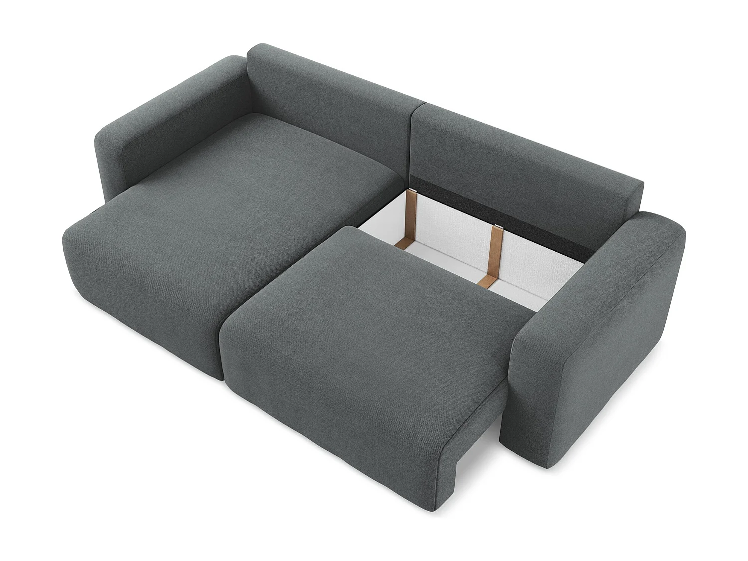3-Sitzer Ecksofa mit Schlaffunktion - Ecke Links - Strukturstoff - Grau - KONA
