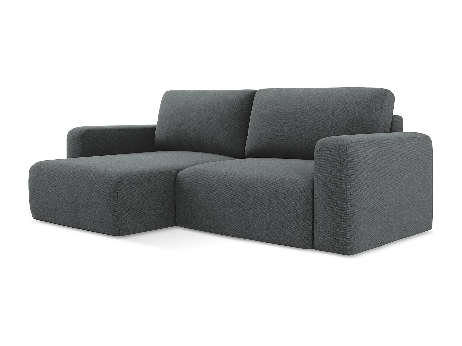 3-Sitzer Ecksofa mit Schlaffunktion - Ecke Links - Strukturstoff - Grau - KONA