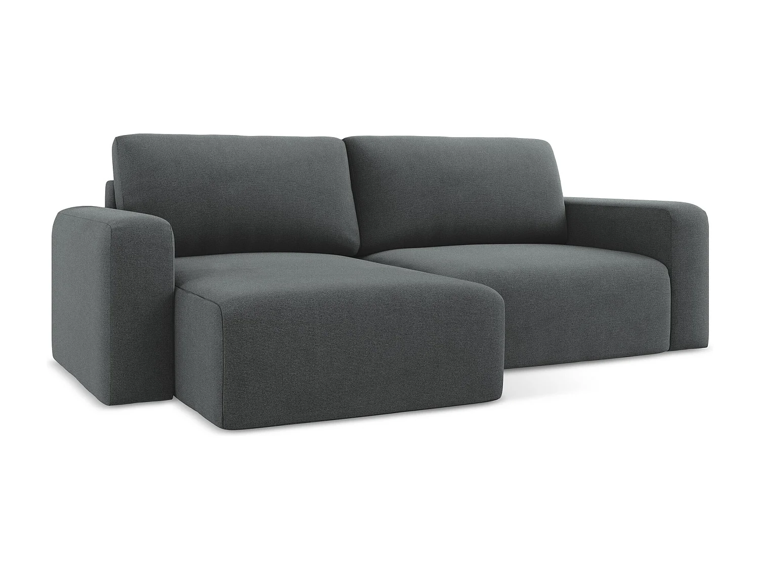 3-Sitzer Ecksofa mit Schlaffunktion - Ecke Links - Strukturstoff - Grau - KONA