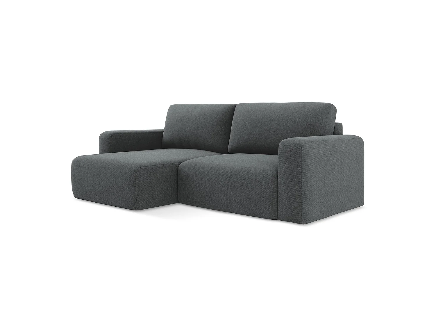 Canapé d’angle 3 places gauche convertible en tissu texturé - gris - OSTIA