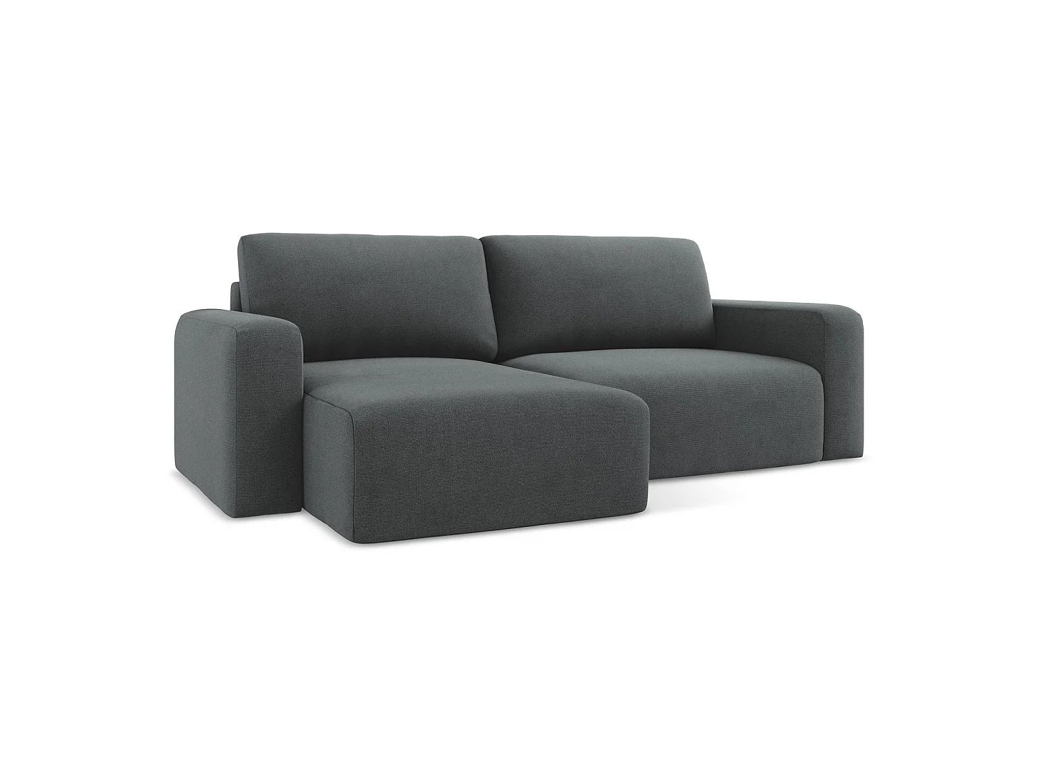 Canapé d’angle 3 places gauche convertible en tissu texturé - gris - OSTIA