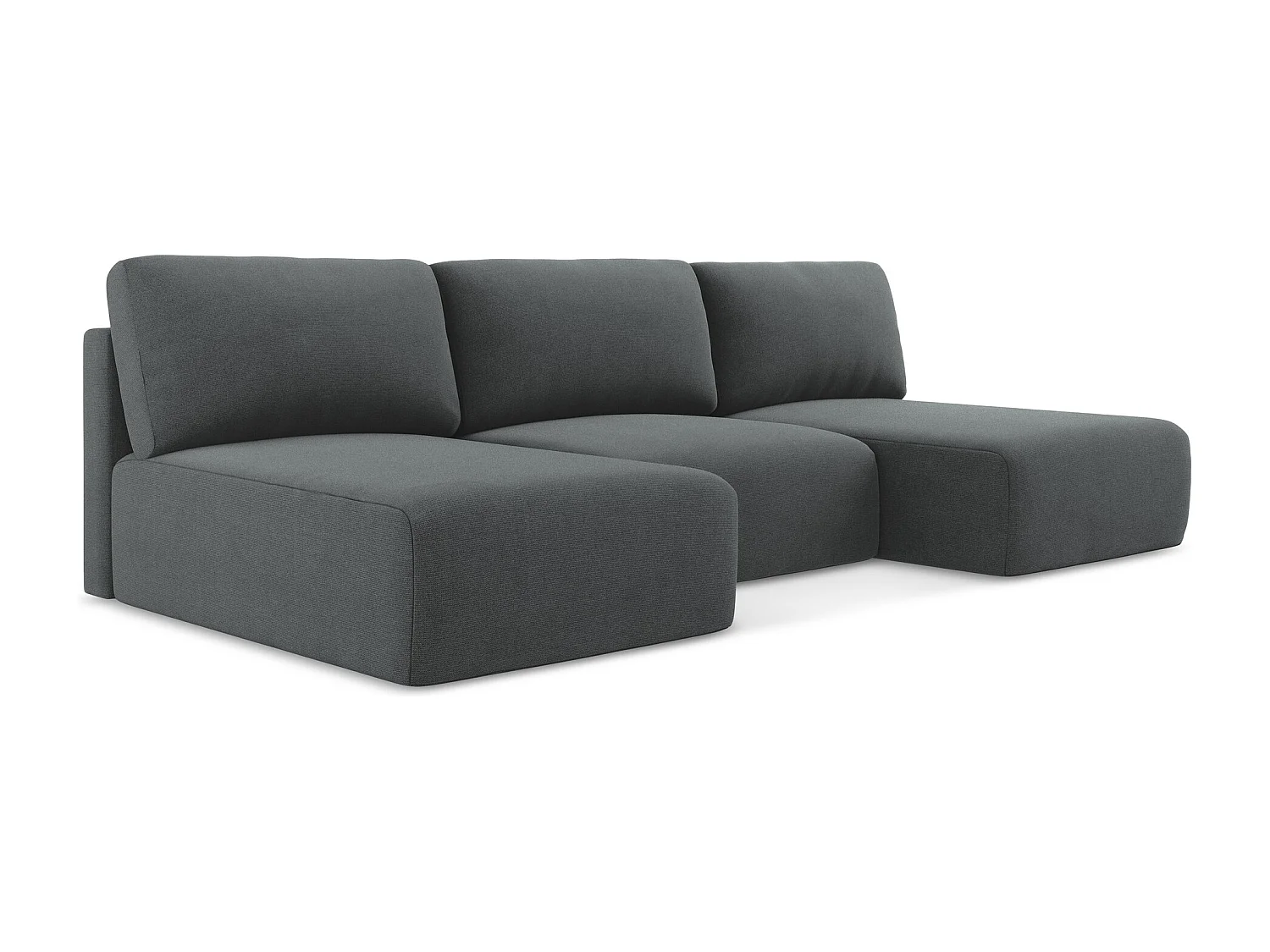 Otwarta Sofa panoramiczna z funkcją spania - z tkaniny strukturalnej - szary - KONA