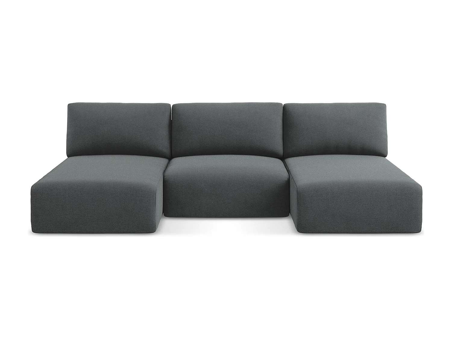 Otwarta Sofa panoramiczna z funkcją spania - z tkaniny strukturalnej - szary - KONA