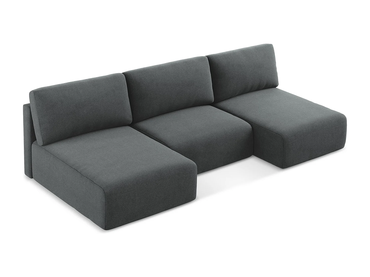 Otwarta Sofa panoramiczna z funkcją spania - z tkaniny strukturalnej - szary - KONA