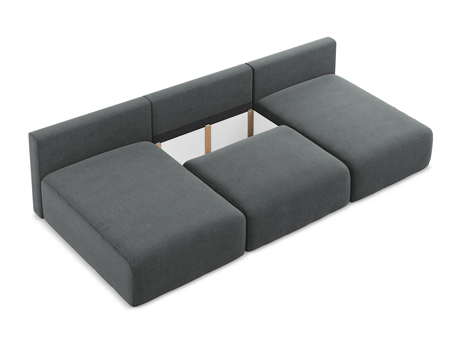 Otwarta Sofa panoramiczna z funkcją spania - z tkaniny strukturalnej - szary - KONA