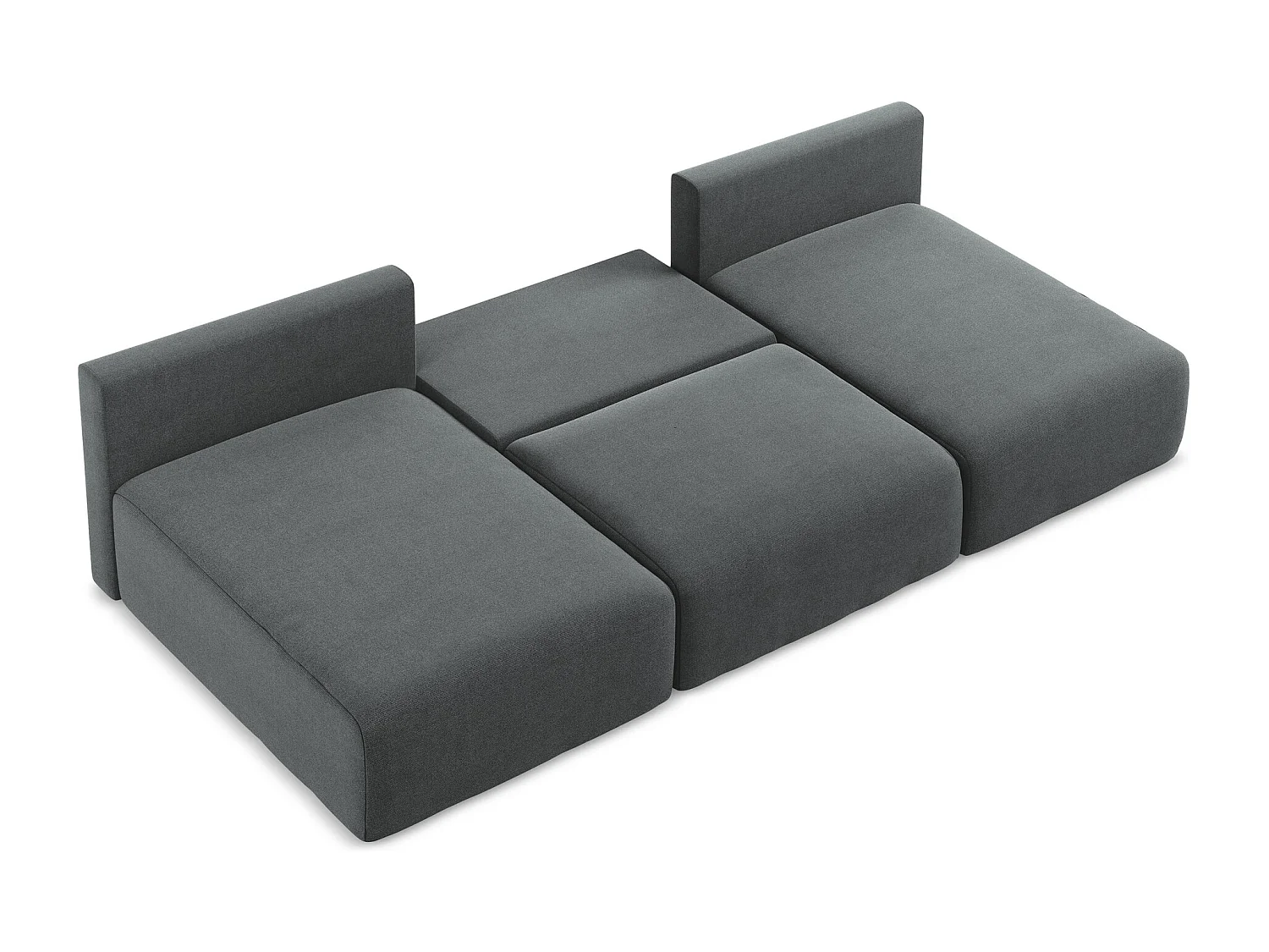 Otwarta Sofa panoramiczna z funkcją spania - z tkaniny strukturalnej - szary - KONA