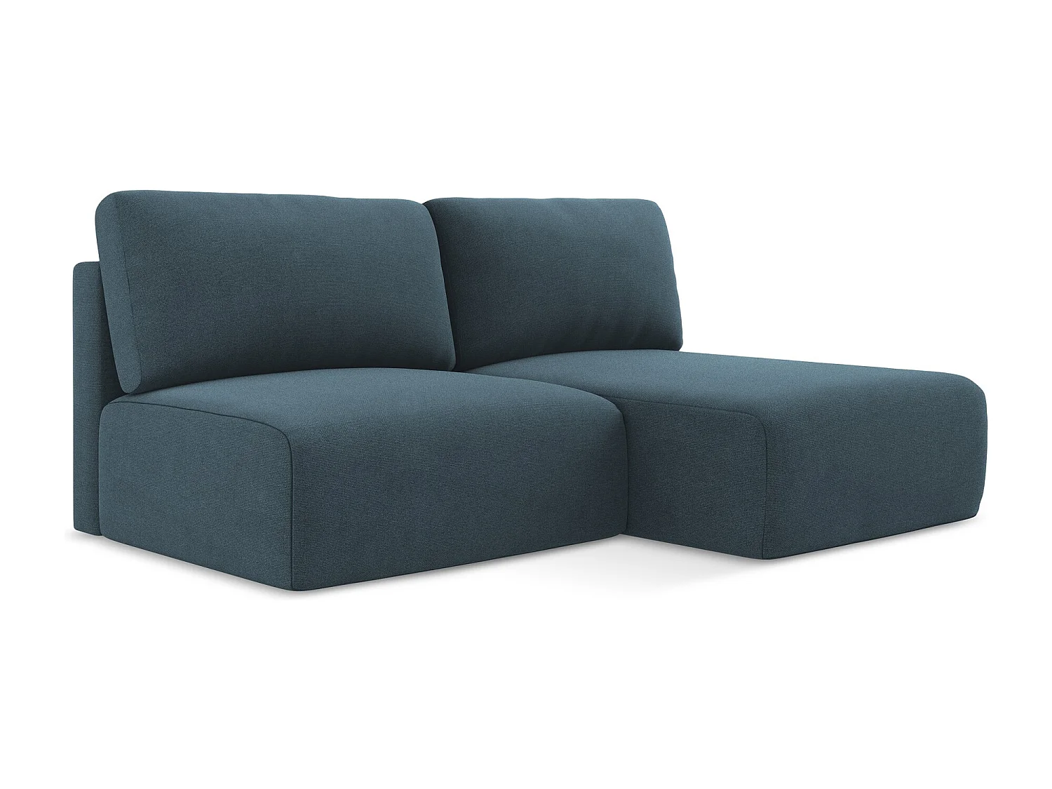 Ecksofa ohne Armlehne mit Schlaffunktion Rechts - Rechts - Strukturstoff - Jeans - KONA