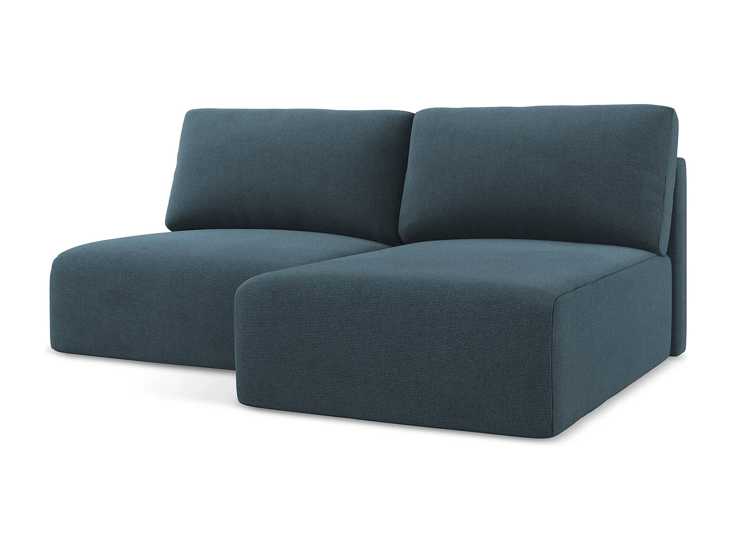 Ecksofa ohne Armlehne mit Schlaffunktion Rechts - Rechts - Strukturstoff - Jeans - KONA
