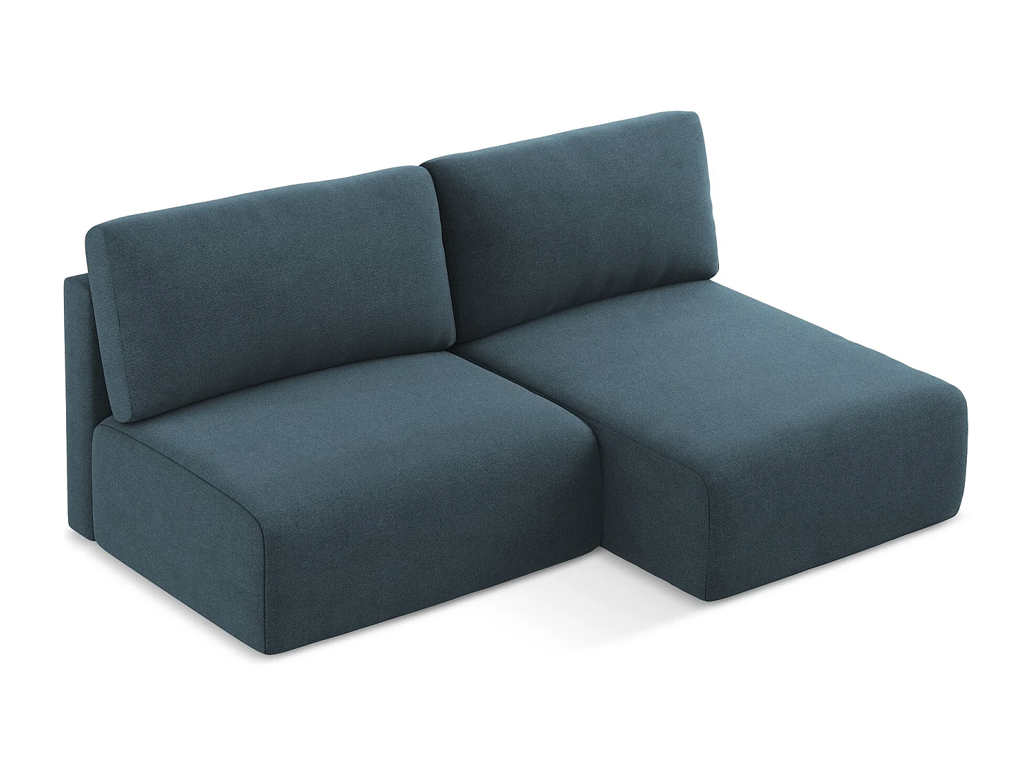 Ecksofa ohne Armlehne mit Schlaffunktion Rechts - Rechts - Strukturstoff - Jeans - KONA