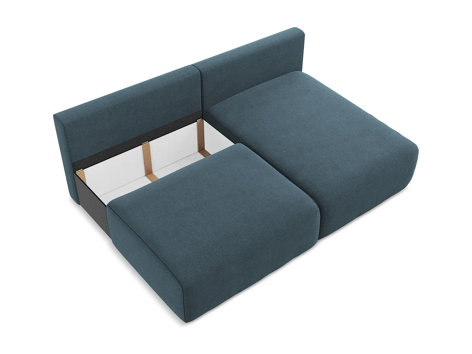 Ecksofa ohne Armlehne mit Schlaffunktion Rechts - Rechts - Strukturstoff - Jeans - KONA