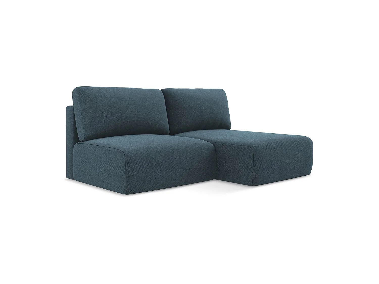 Canapé d’angle 3 places droit convertible en tissu texturé - jeans - OSTIA