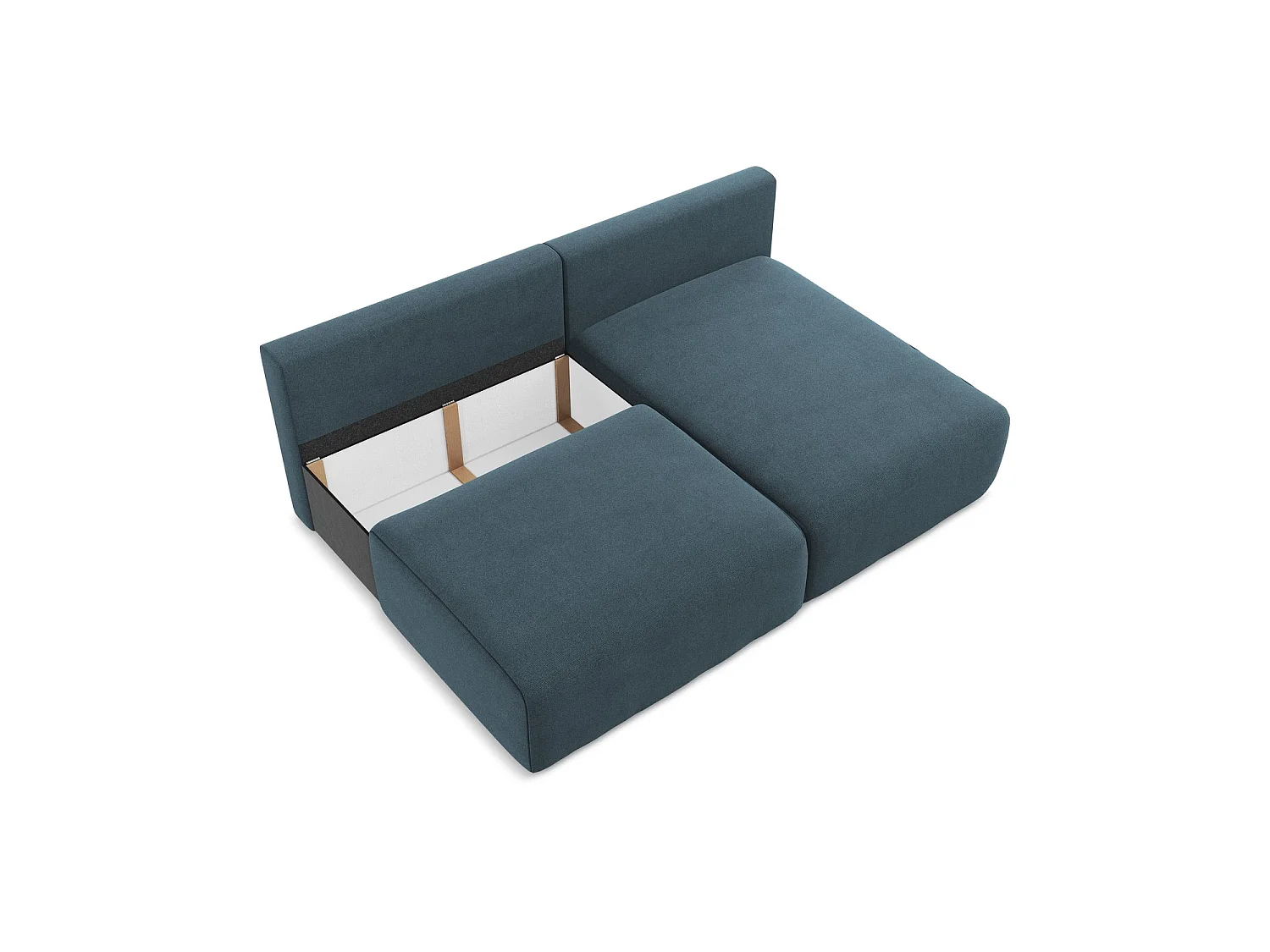 Canapé d’angle 3 places droit convertible en tissu texturé - jeans - OSTIA