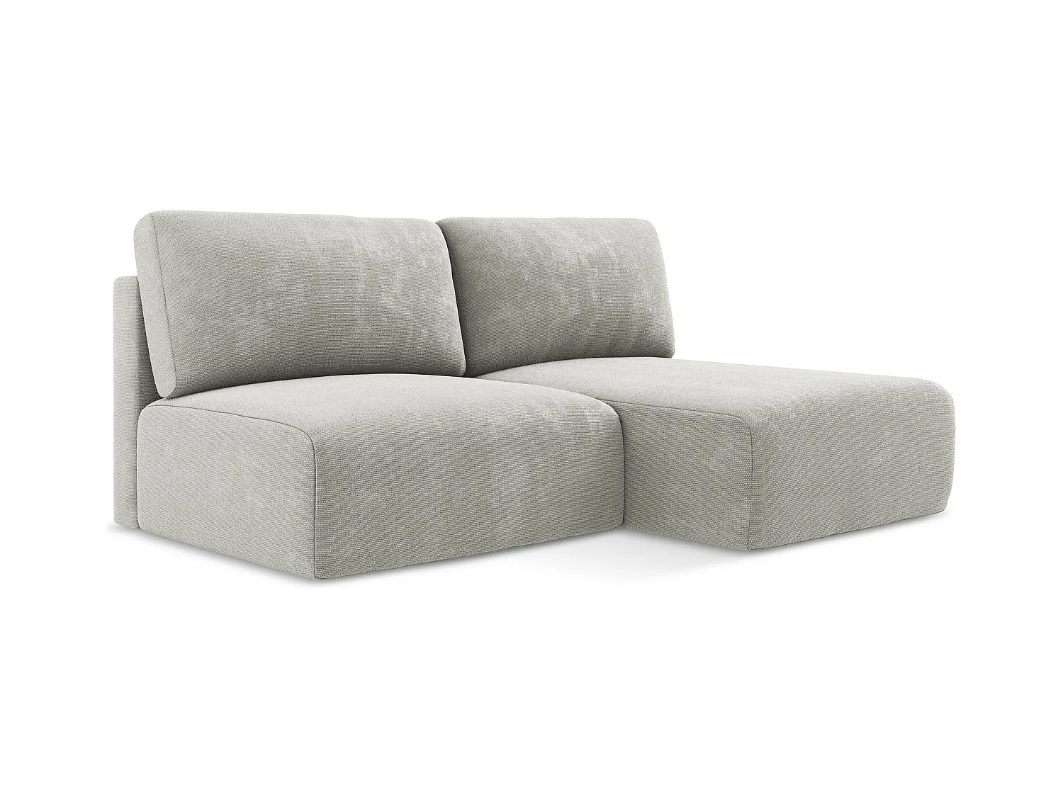 Canapé d’angle 3 places droit sans accoudoir convertible en Chenille - gris clair - KONA