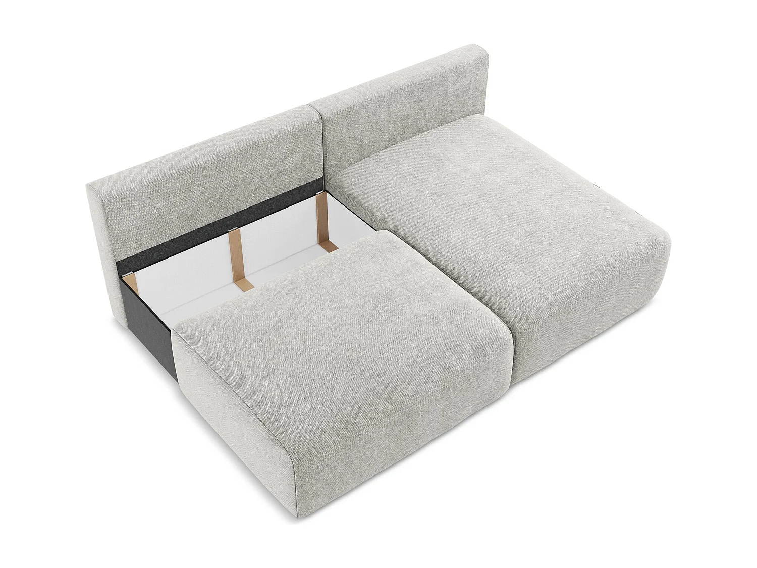 Ecksofa ohne Armlehne mit Schlaffunktion Rechts - Rechts - Chenille - Hellgrau - KONA