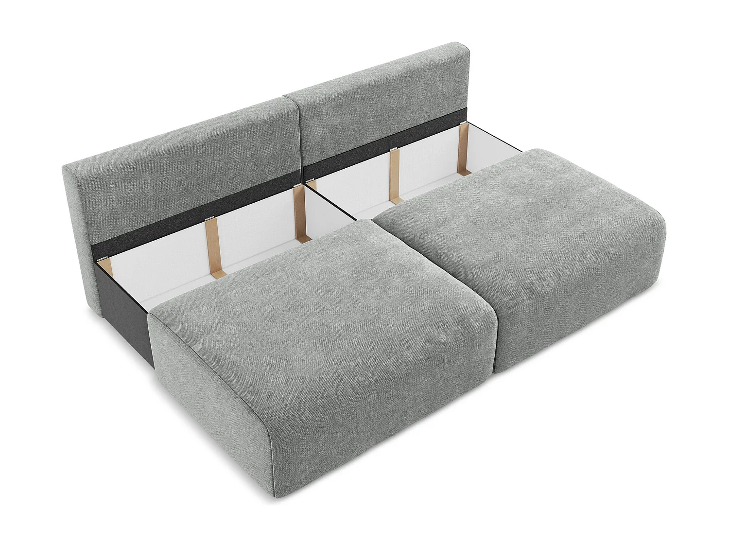 Otwarta Sofa 3-osobowa z funkcją spania - z tkaniny szenilowej - szary - KONA