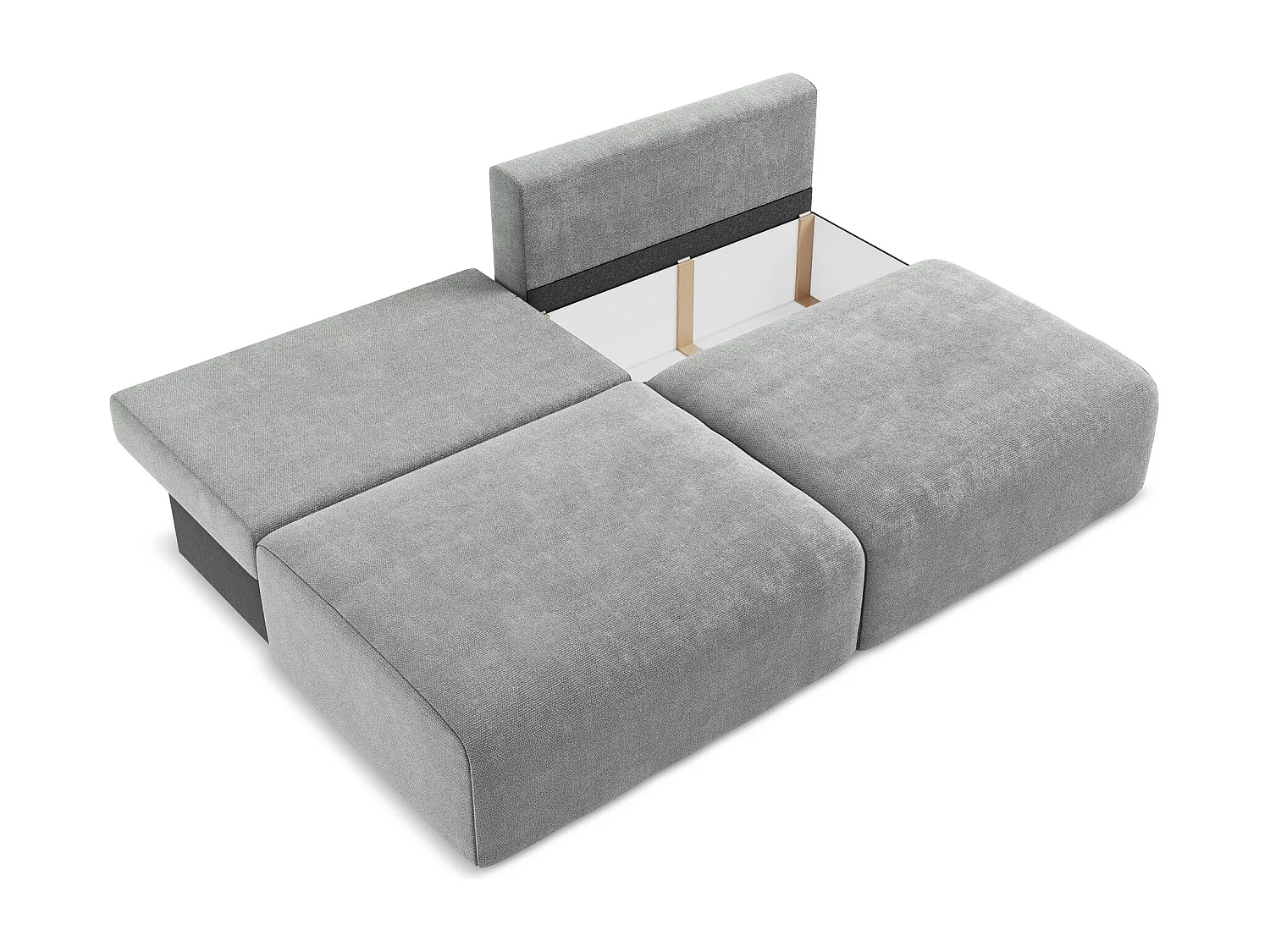 3-Sitzer Sofa ohne Armlehne mit Schlaffunktion - / - Chenille - Grau - KONA