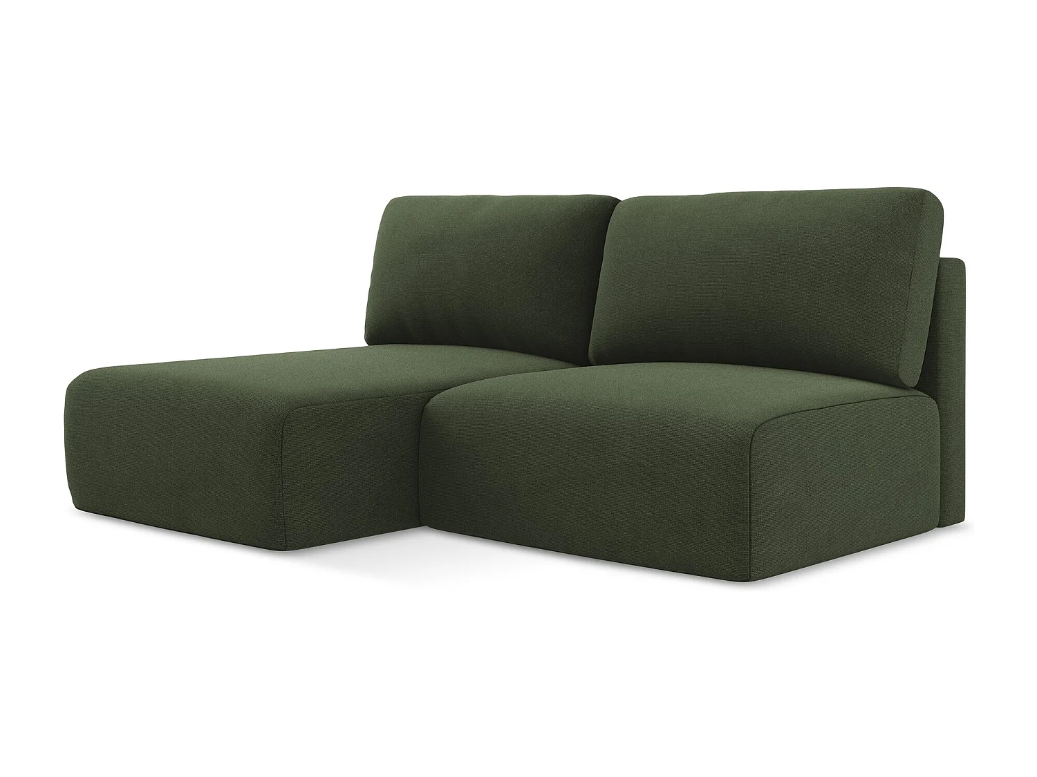 Ecksofa ohne Armlehne mit Schlaffunktion Links - Links - Strukturstoff - Olive - KONA