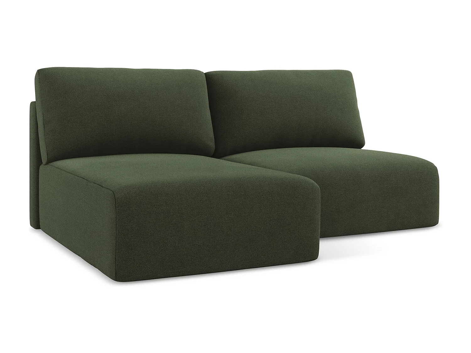 Ecksofa ohne Armlehne mit Schlaffunktion Links - Links - Strukturstoff - Olive - KONA