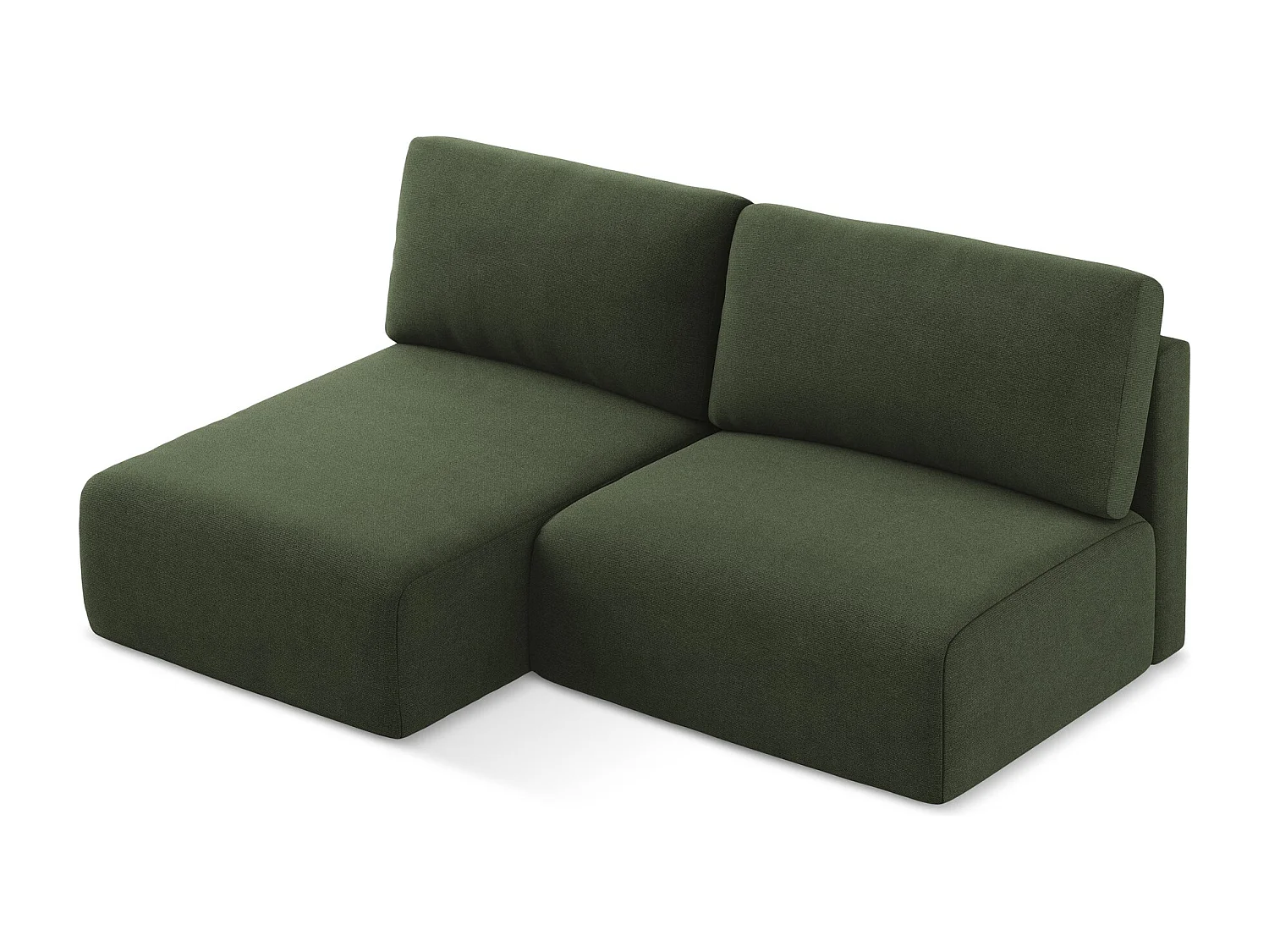 Ecksofa ohne Armlehne mit Schlaffunktion Links - Links - Strukturstoff - Olive - KONA