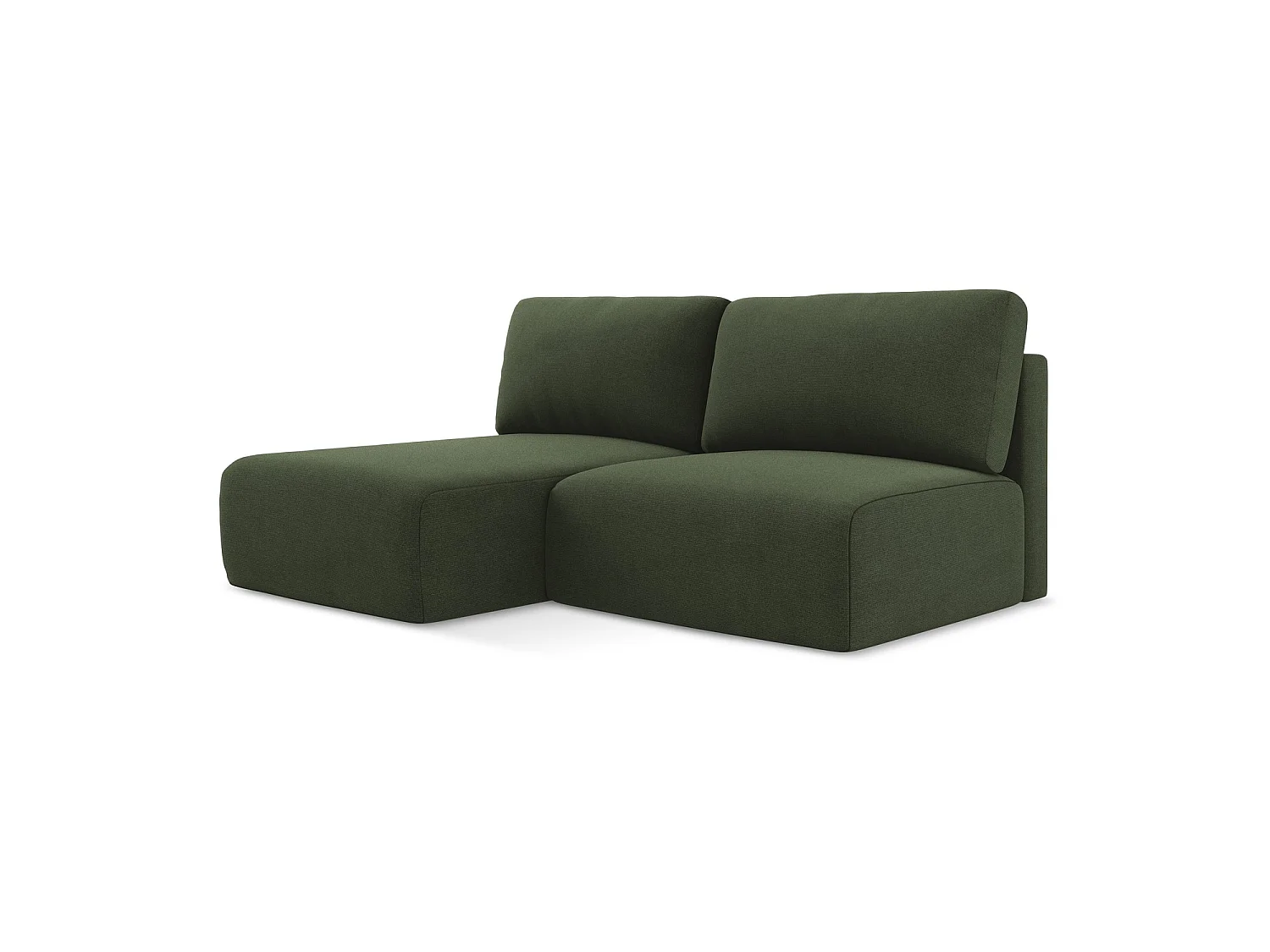 Canapé d’angle 3 places gauche convertible en tissu texturé - olive - OSTIA