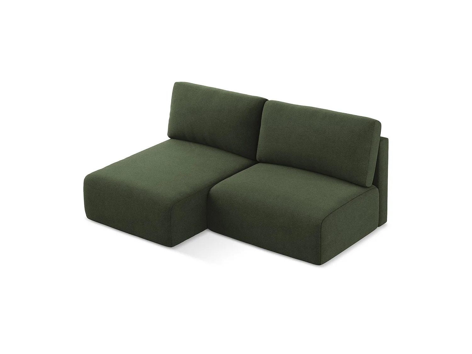 Canapé d’angle 3 places gauche convertible en tissu texturé - olive - OSTIA
