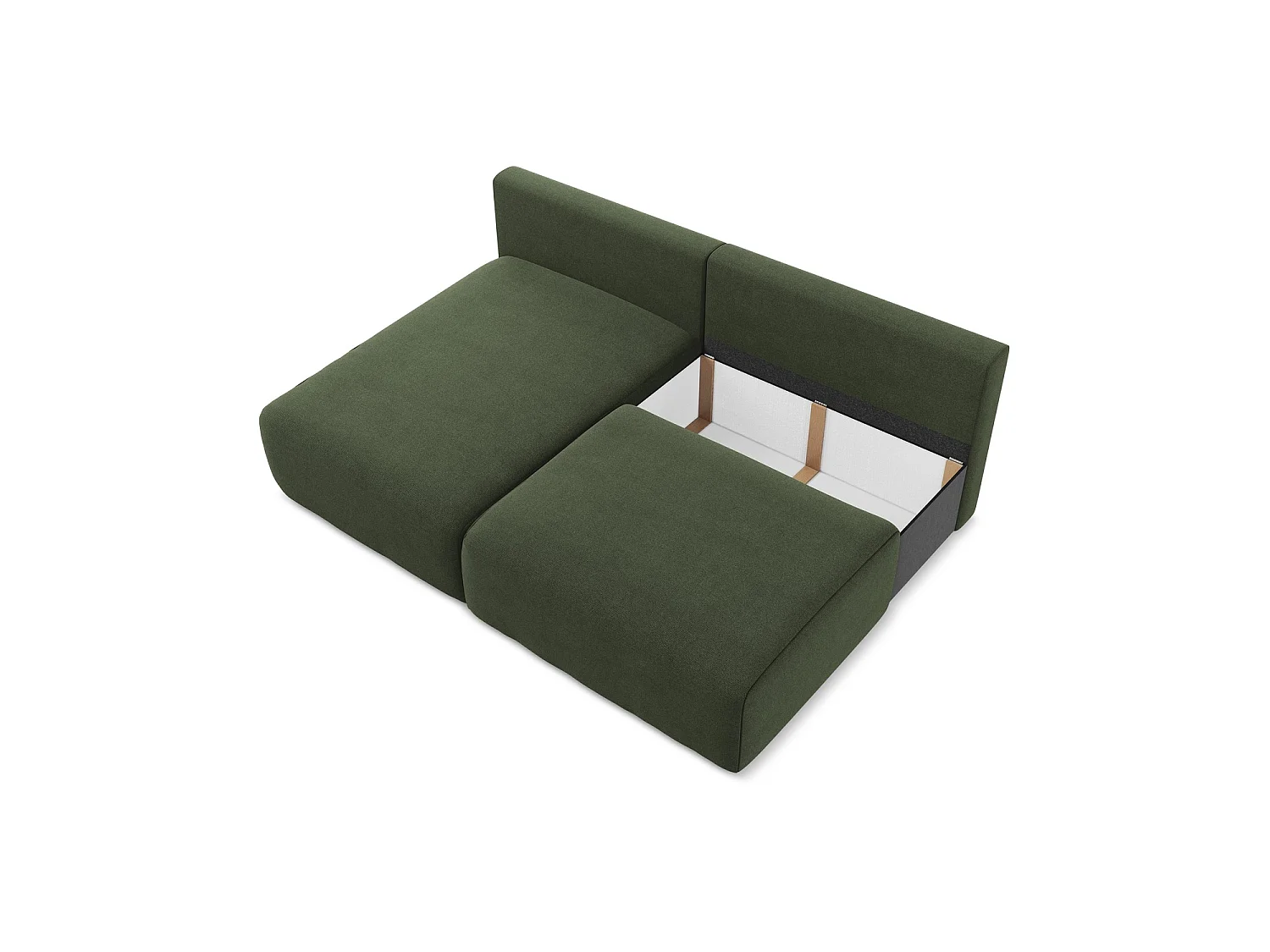 Canapé d’angle 3 places gauche convertible en tissu texturé - olive - OSTIA