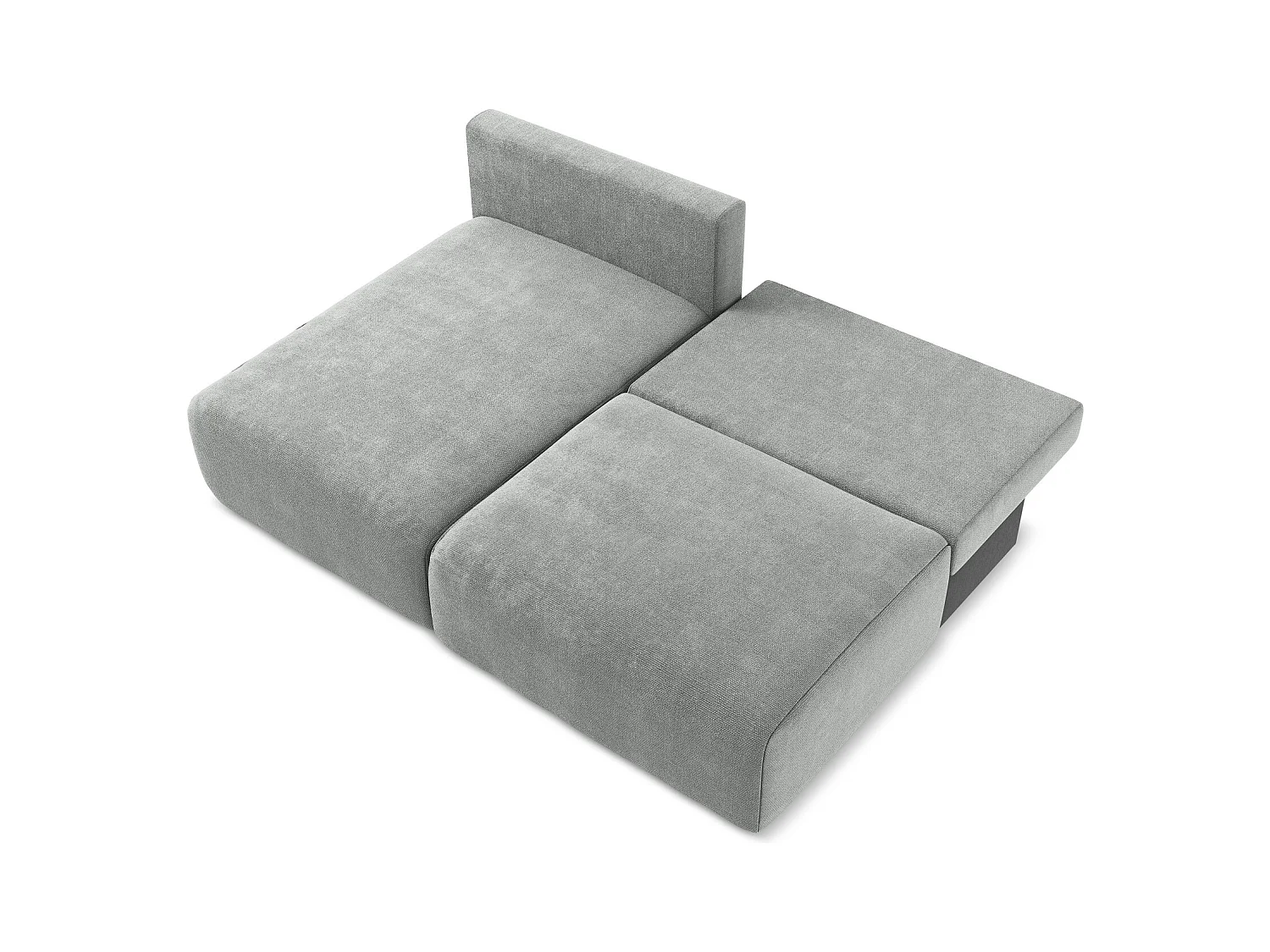 Otwarty Lewy narożnik z funkcją spania - z tkaniny szenilowej - szary - KONA