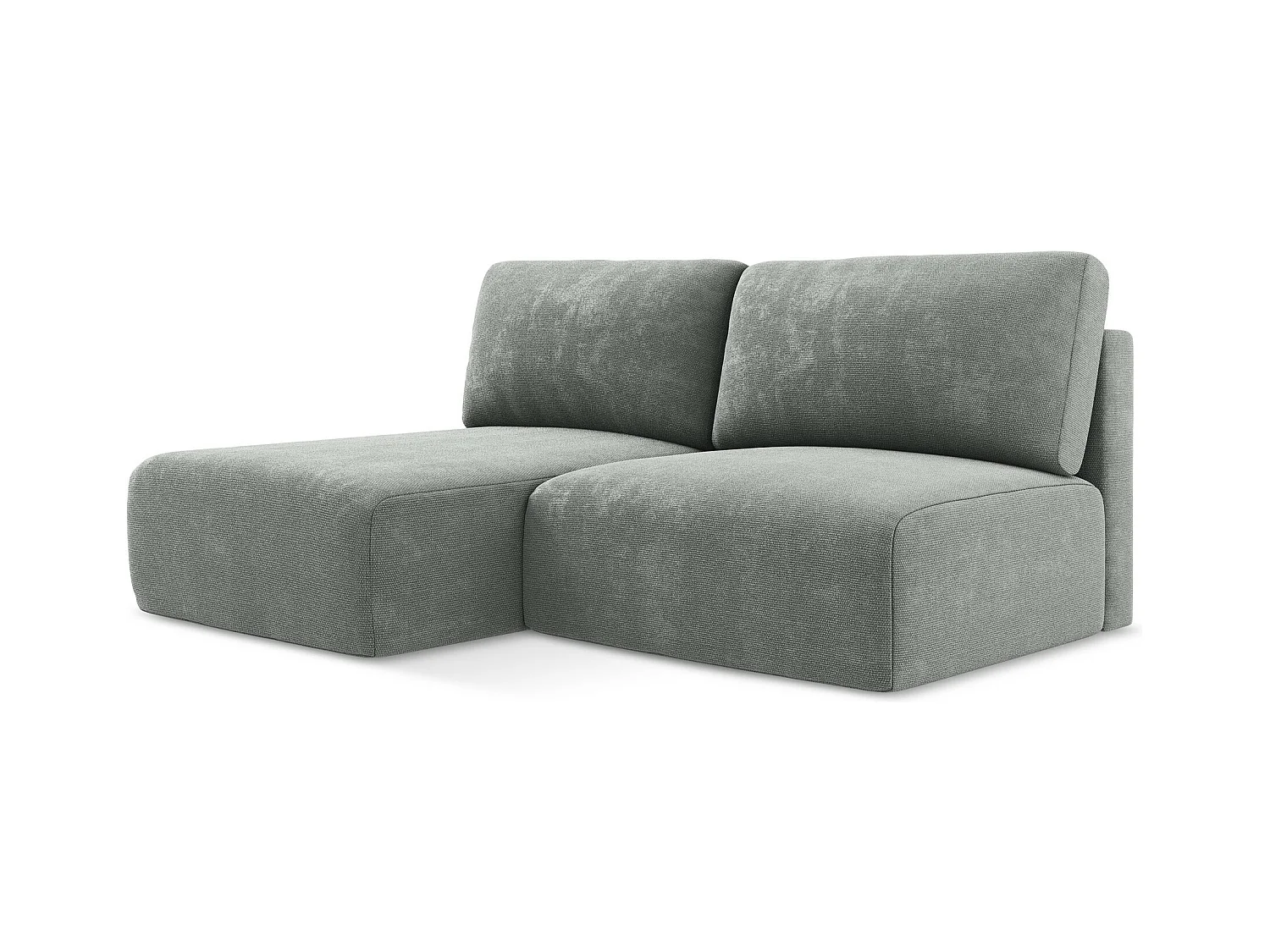Canapé d’angle 3 places gauche sans accoudoir convertible en Chenille - gris - KONA