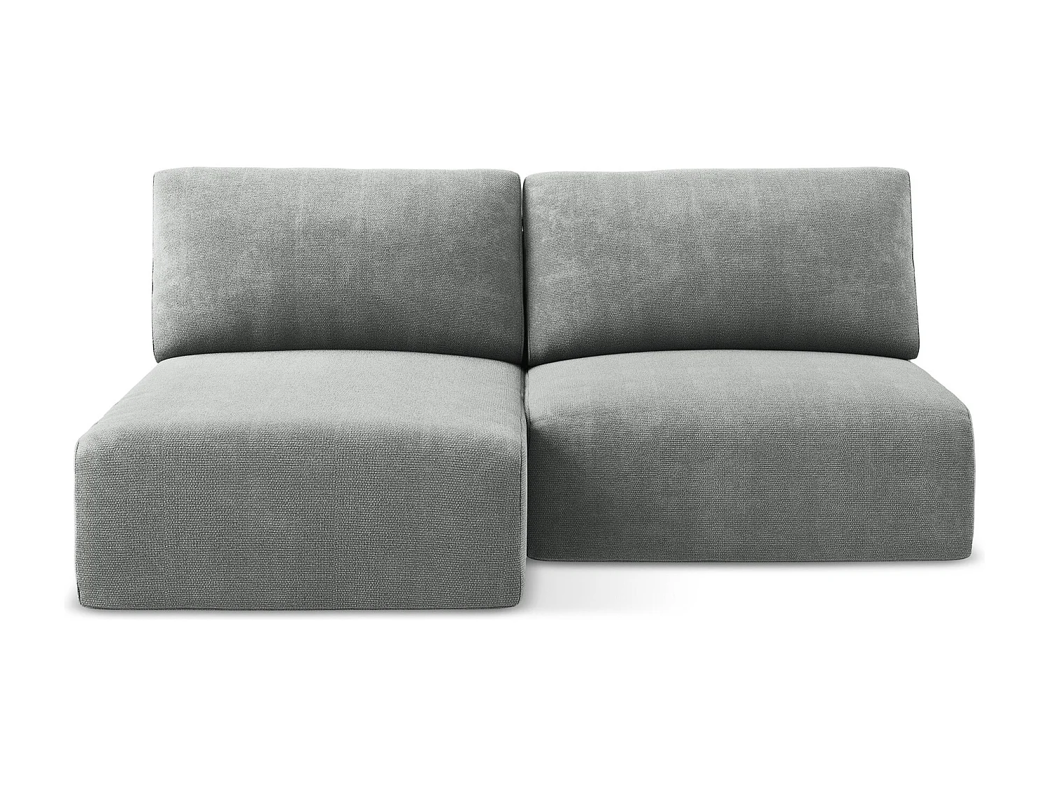 Canapé d’angle 3 places gauche sans accoudoir convertible en Chenille - gris - KONA