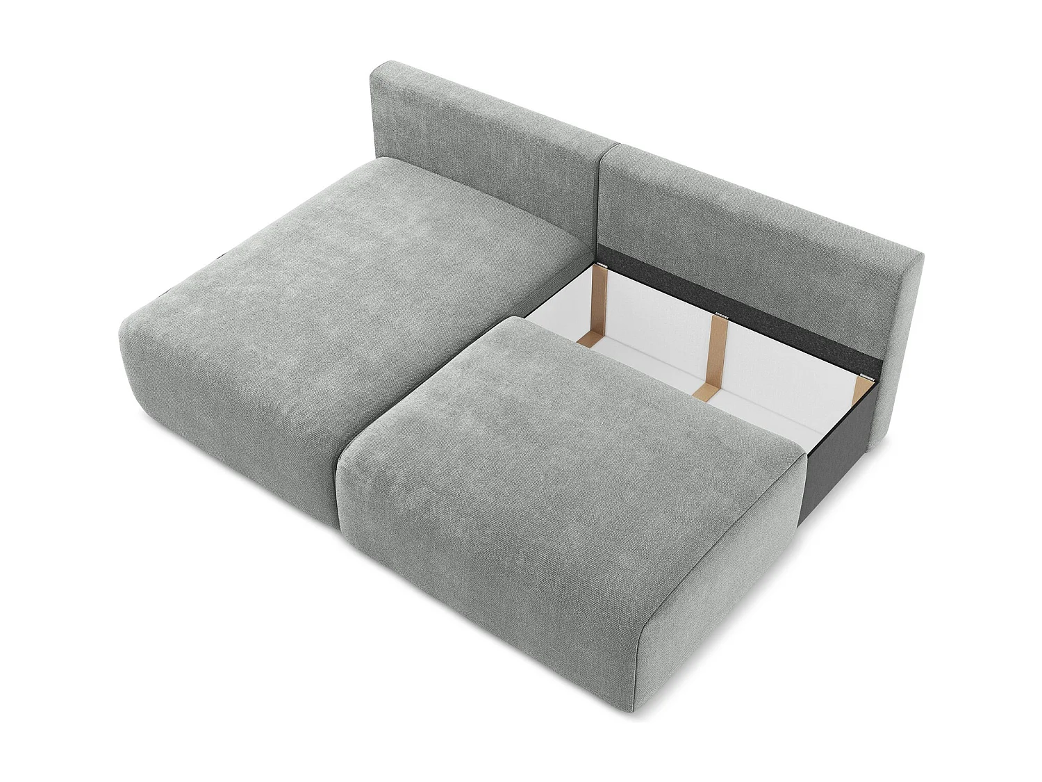 Canapé d’angle 3 places gauche sans accoudoir convertible en Chenille - gris - KONA