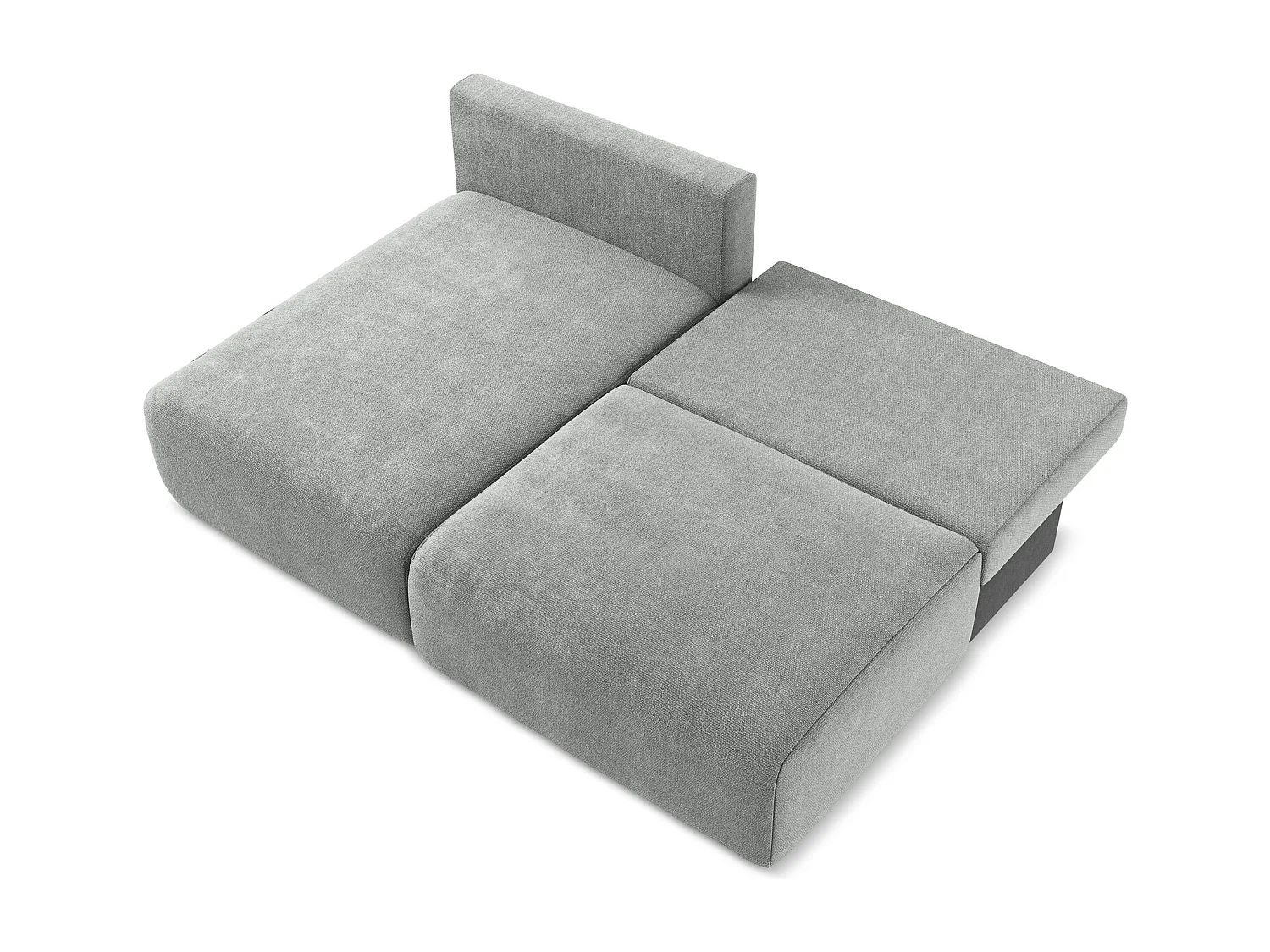 Canapé d’angle 3 places gauche sans accoudoir convertible en Chenille - gris - KONA