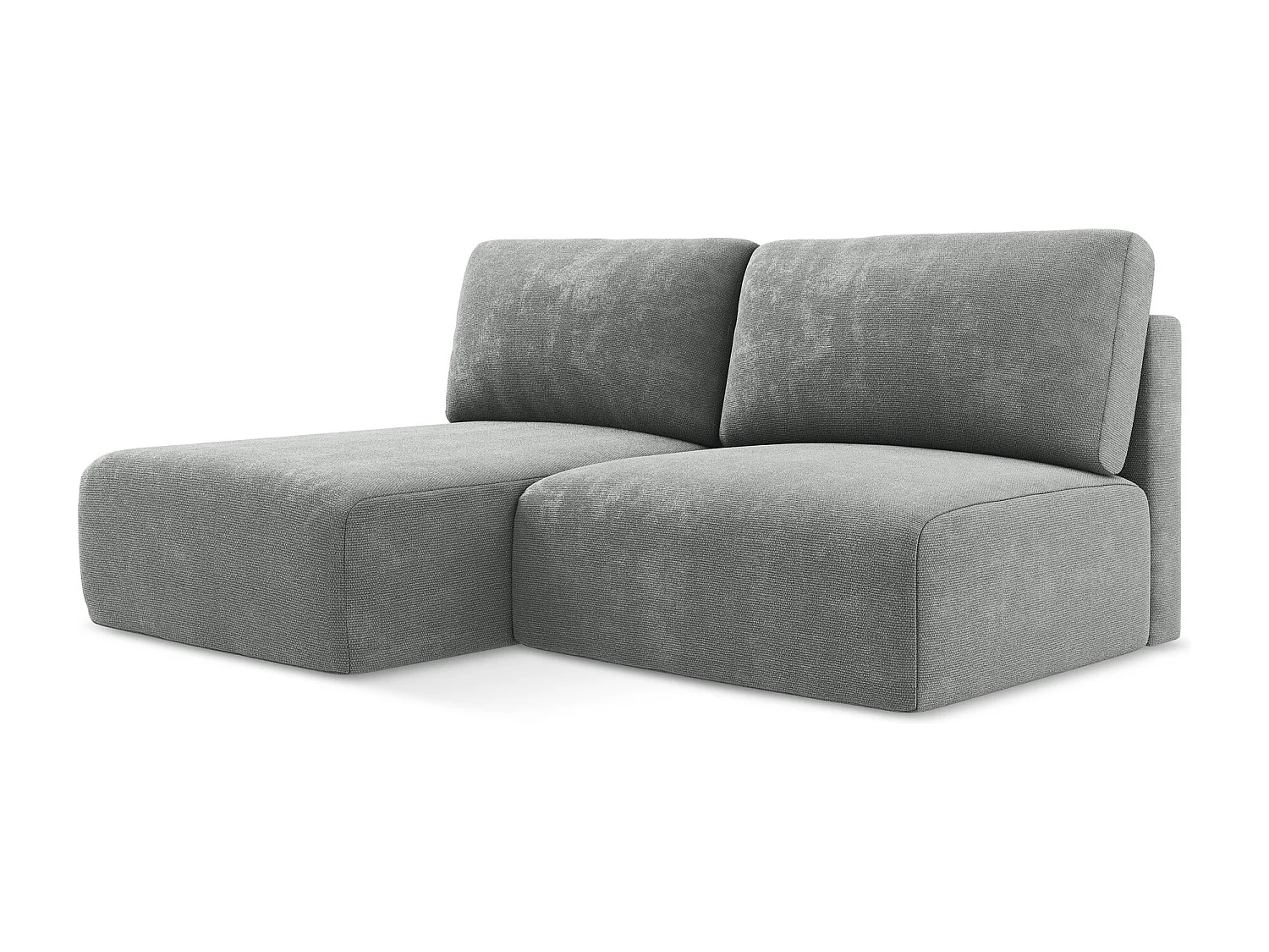 Open hoekbank links met bedfunctie van grijs chenille stof - KONA