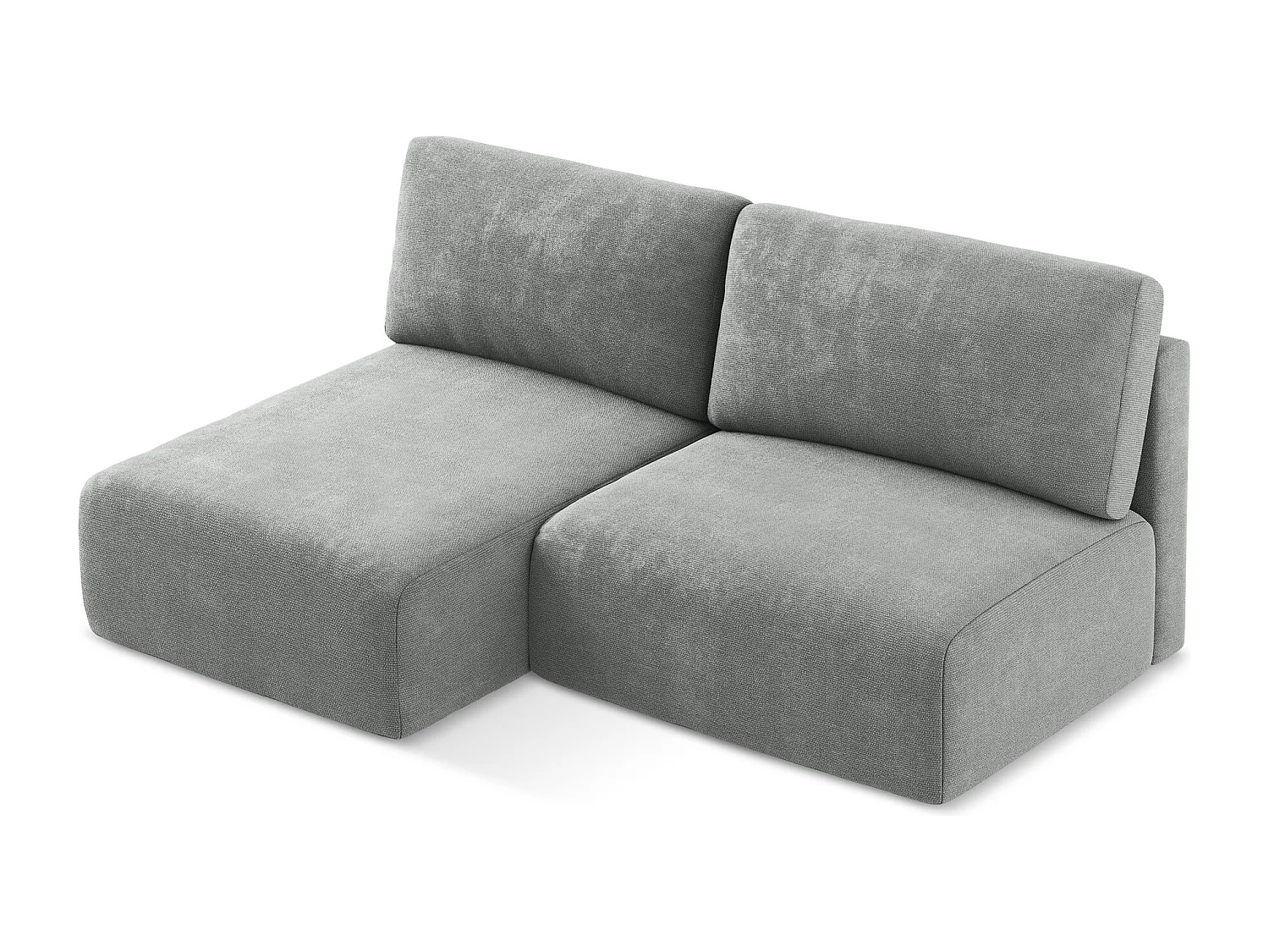 Open hoekbank links met bedfunctie van grijs chenille stof - KONA