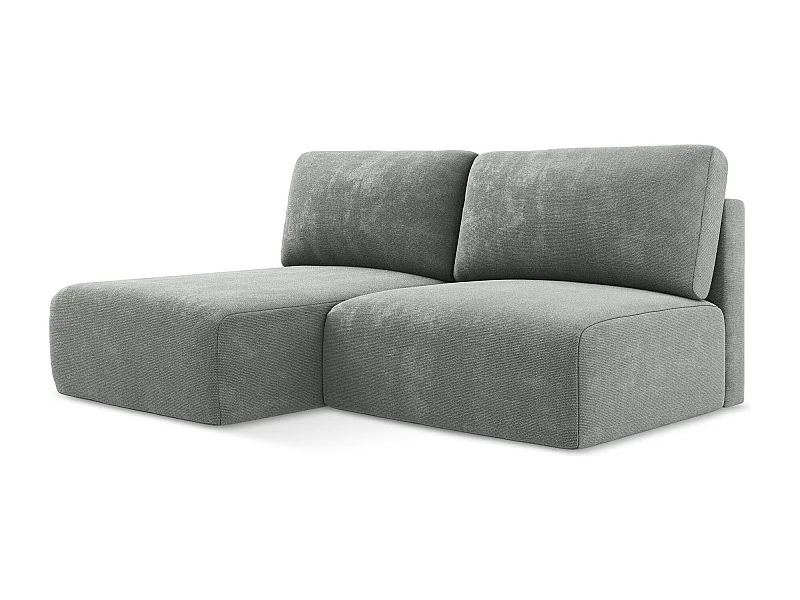 Open hoekbank links met bedfunctie van grijs chenille stof - KONA