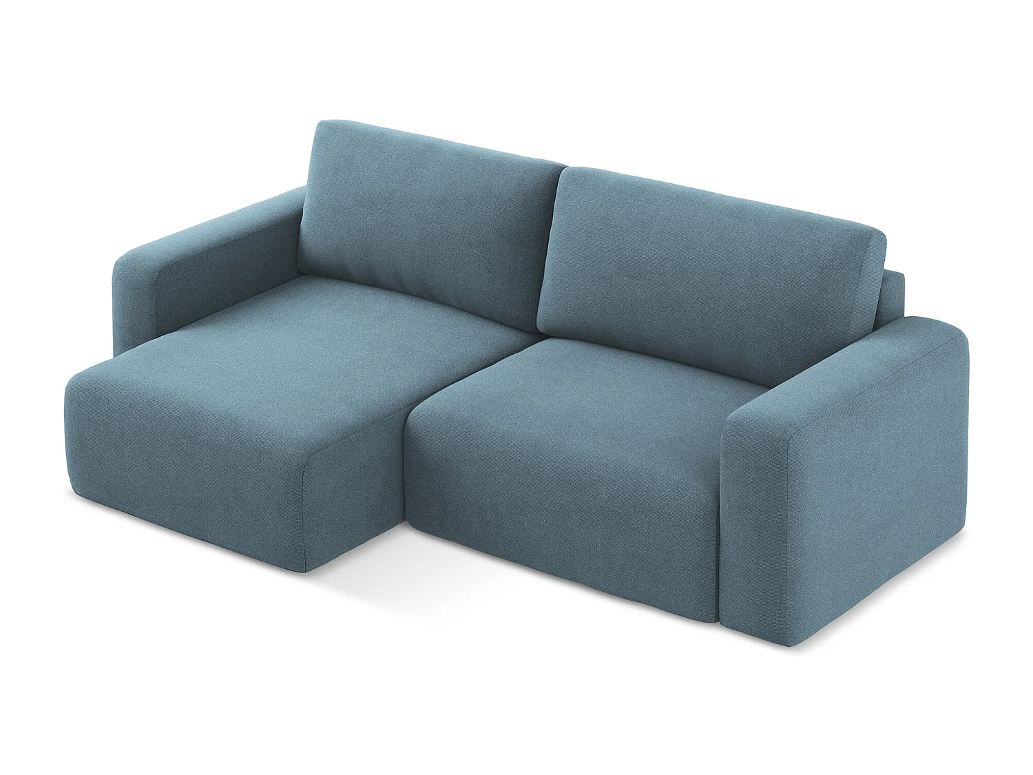 Canapé d’angle 3 places gauche convertible en Strukturstoff - bleu clair - KONA