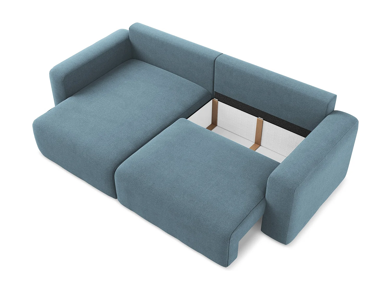 3-Sitzer Ecksofa mit Schlaffunktion - Ecke Links - Strukturstoff - Hellblau - KONA