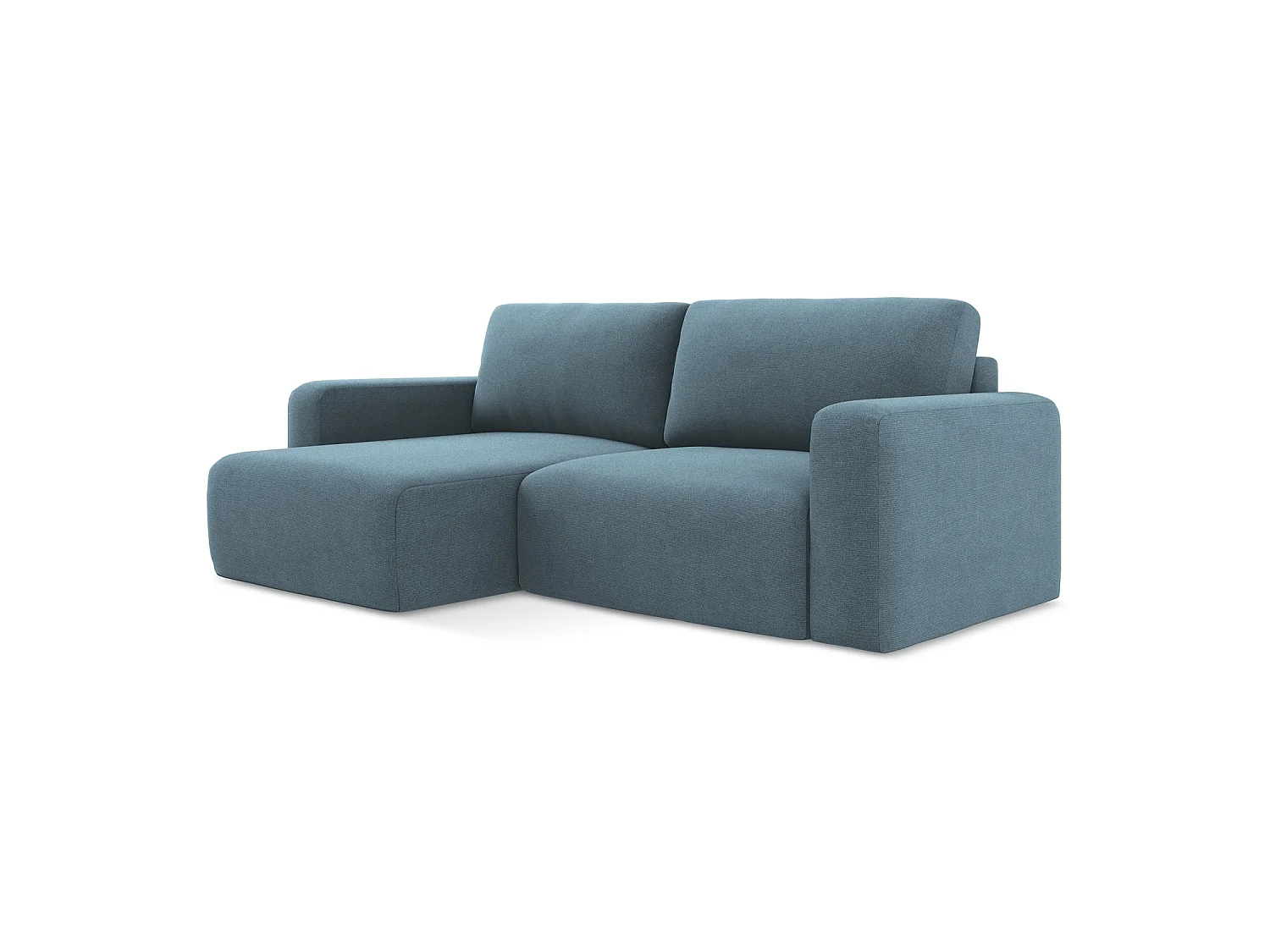 Canapé d’angle 3 places gauche convertible en tissu texturé - bleu clair - OSTIA