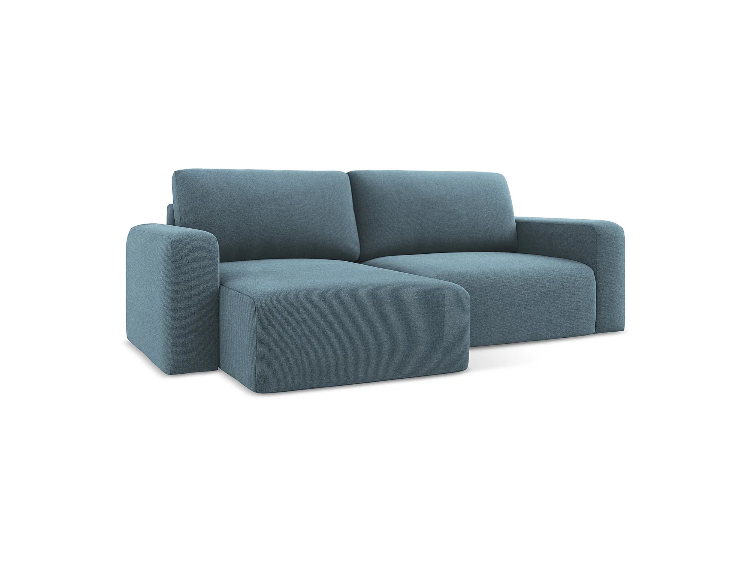 Canapé d’angle 3 places gauche convertible en tissu texturé - bleu clair - OSTIA