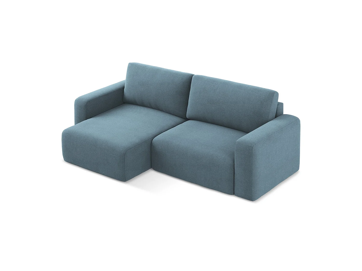 Canapé d’angle 3 places gauche convertible en tissu texturé - bleu clair - OSTIA