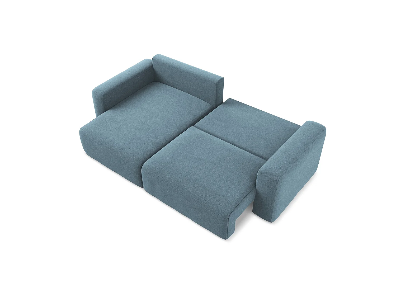 Canapé d’angle 3 places gauche convertible en tissu texturé - bleu clair - OSTIA