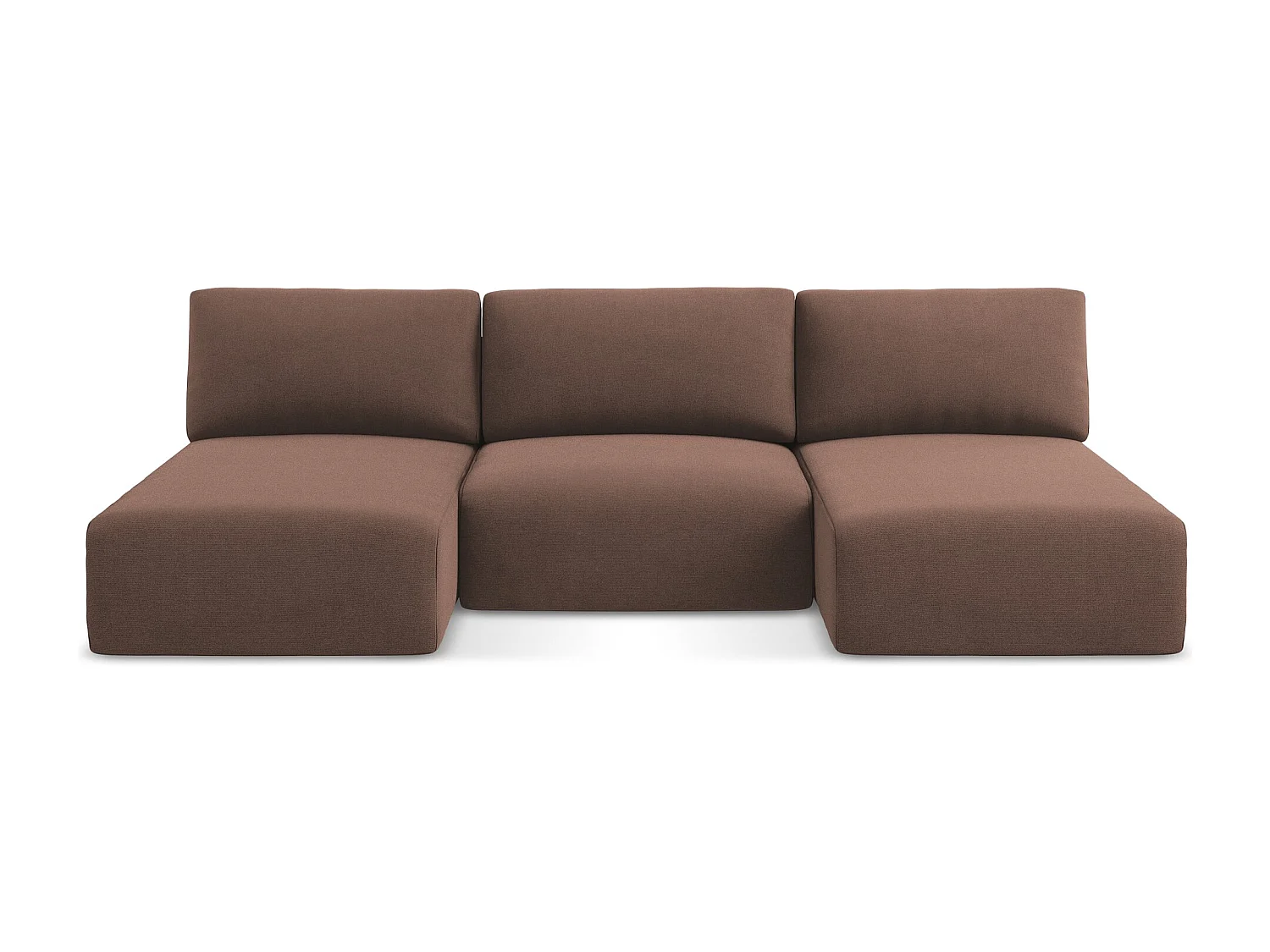 Otwarta Sofa panoramiczna z funkcją spania - z tkaniny strukturalnej - pudrowy róż - KONA