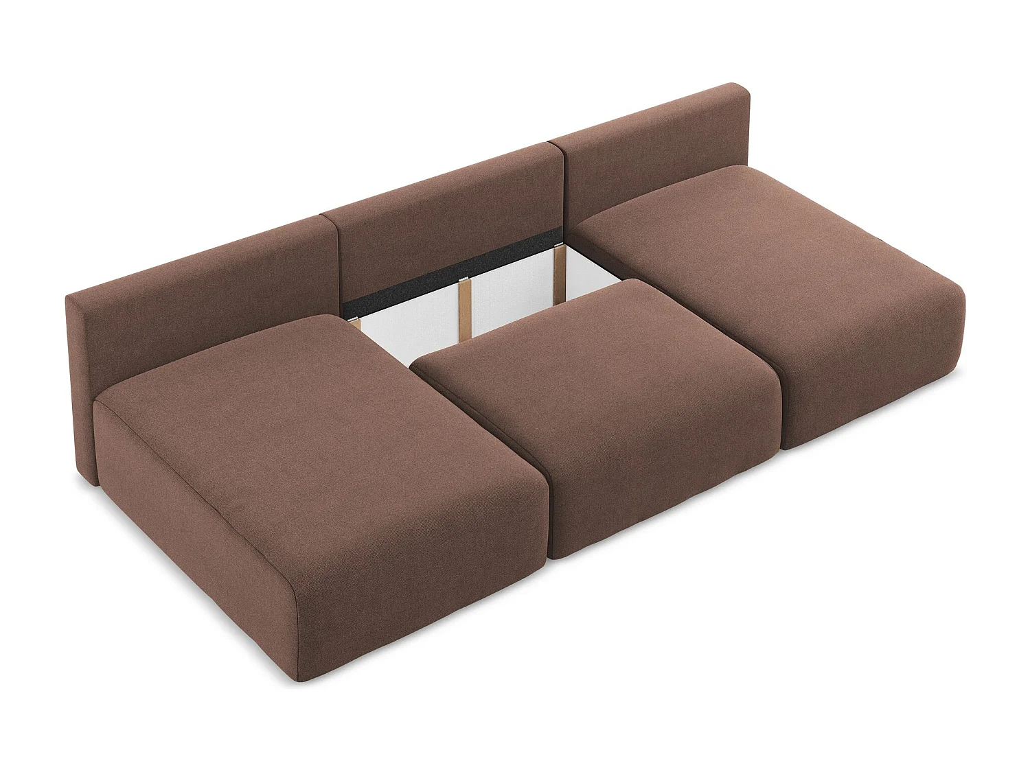 Otwarta Sofa panoramiczna z funkcją spania - z tkaniny strukturalnej - pudrowy róż - KONA