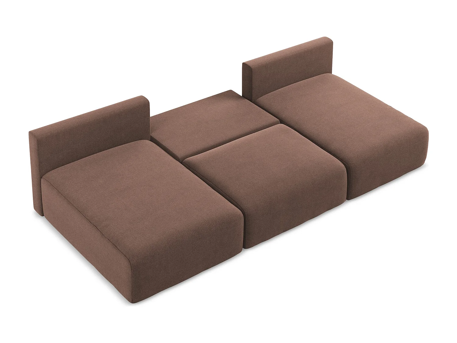 Otwarta Sofa panoramiczna z funkcją spania - z tkaniny strukturalnej - pudrowy róż - KONA